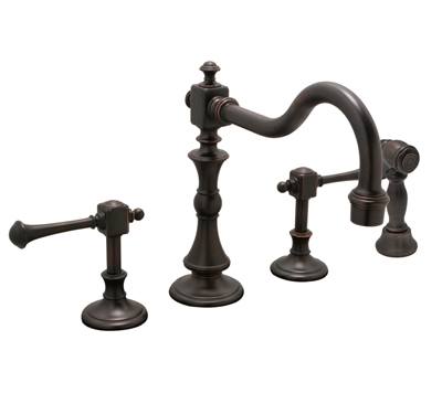 Huntington Brass Kitchen Faucets - Platinum Series K2560303 - Monarch Widespread with Side Spray - Antique Bronze